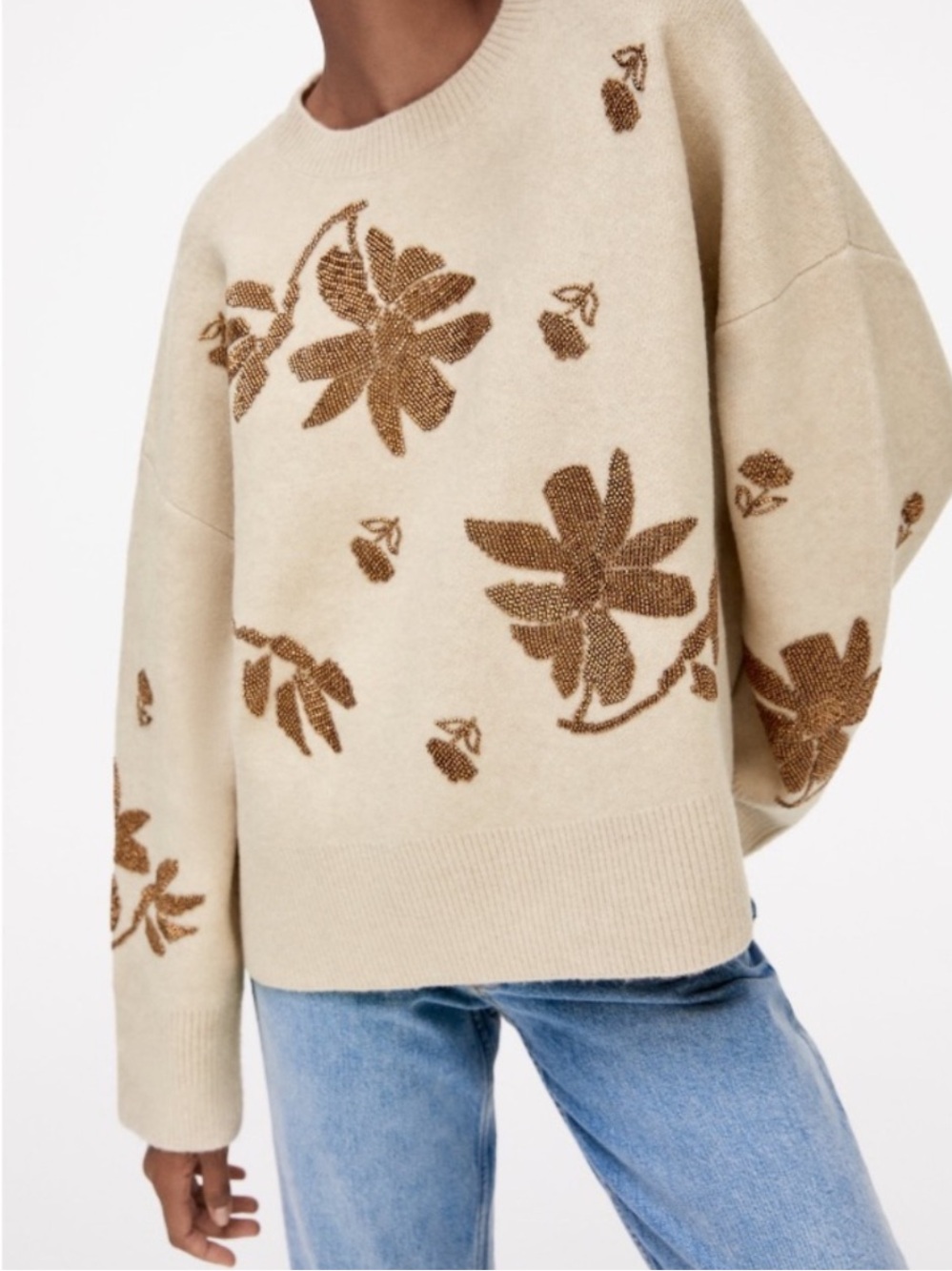 NWT Zara Knit Sweater With Beading